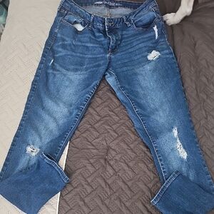 Old Navy Blue Skinny Jeans with Distressed Details
